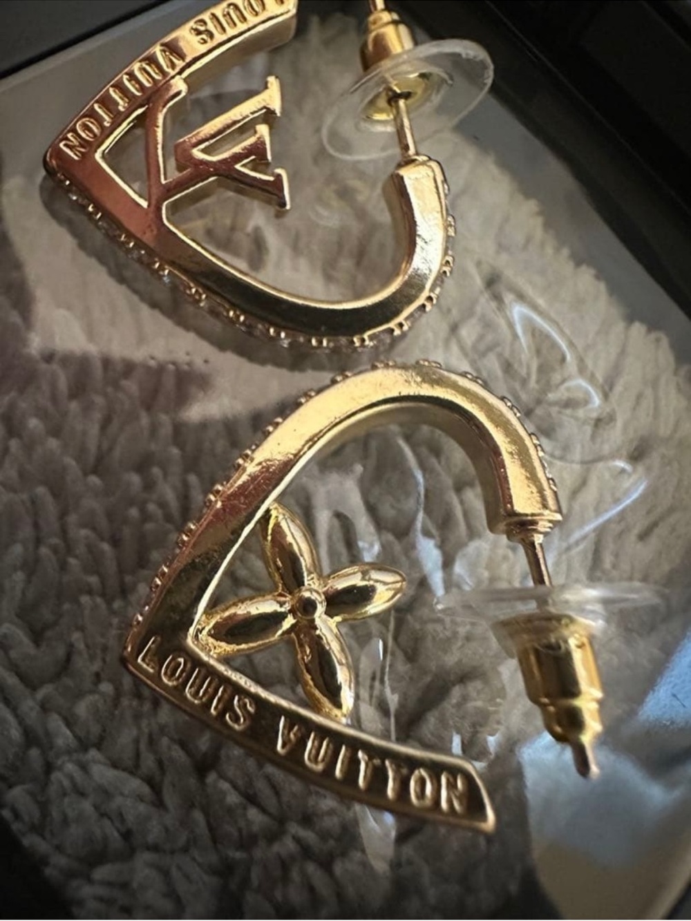 Louis Vuitton 18K Gold Plated Crystal-Trim Earrings - Picture 3 of 10